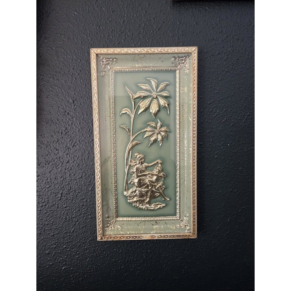 Vintage Intercraft Jade Four Seasons Wall Plaque 15" Relief Hollywood Regency